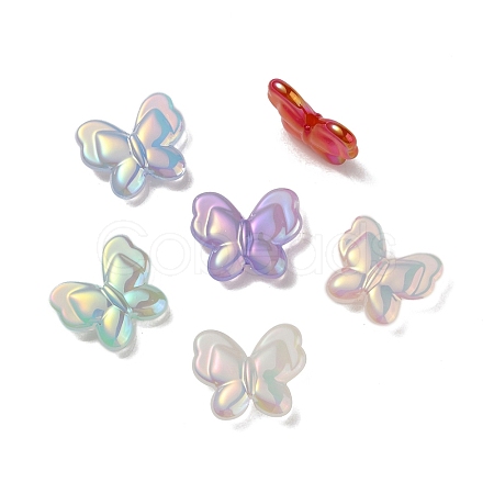 UV Plating Rainbow Iridescent Imitation Jelly Acrylic Beads OACR-K003-012-1