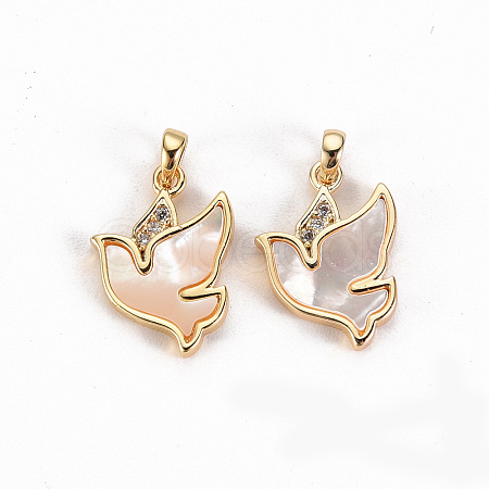 Brass Micro Pave Clear Cubic Zirconia Charms KK-S356-292-NF-1