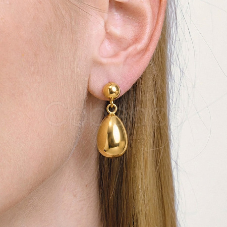 304 Stainless Steel Teardrop Stud Dangle Earrings for Women OR7893-1