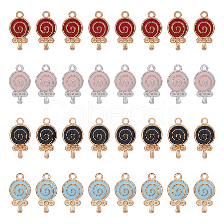 80Pcs 4 Colors Rack Plating Alloy Enamel Pendant Rhinestone Settings FIND-DC0003-11-1