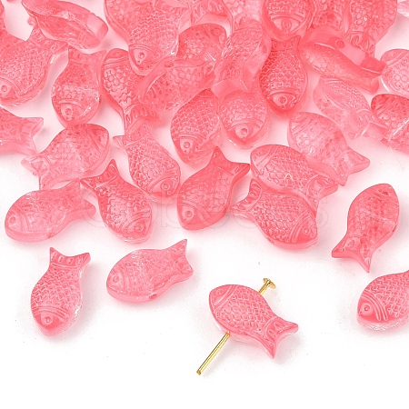 50Pcs Transparent Spray Painted Glass Beads GLAA-FS0002-06H-1
