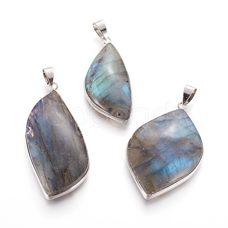 Natural Labradorite Pendants KK-P180-B-P-1