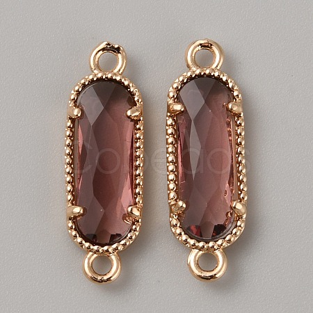 Golden Plated Brass Pave Glass Connector Charms FIND-WH0110-728G-03-1