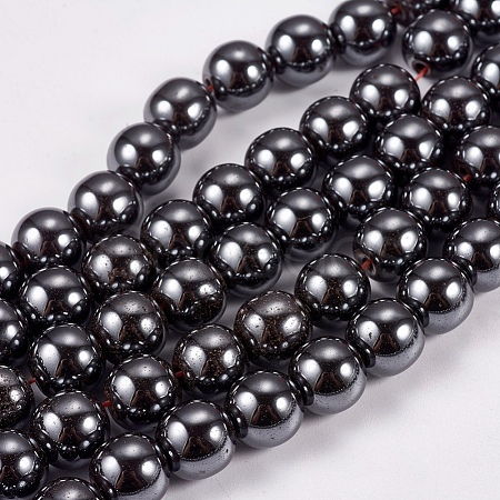 Non-Magnetic Synthetic Hematite Beads Strands X-G-H1624-8mm-1-1