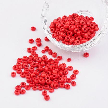 6/0 Opaque Colours Round Glass Seed Beads X-SEED-A010-4mm-45-1