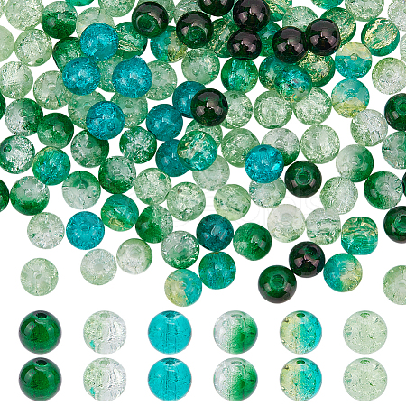 240Pcs 6 Colors Spray Printed Crackle Glass Beads CCG-HY0001-02B-1