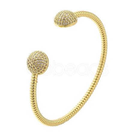 Rack Plating Brass Micro Pave Cubic Zirconia Cuff Bangles BJEW-P336-14G-1