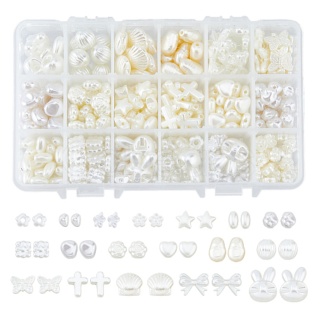 399pcs 18 Style ABS Plastic Imitation Pearl Beads KY-DC0001-17-1