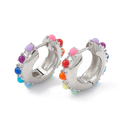 Colorful Resin Beaded Hoop Earrings EJEW-P215-04P-1