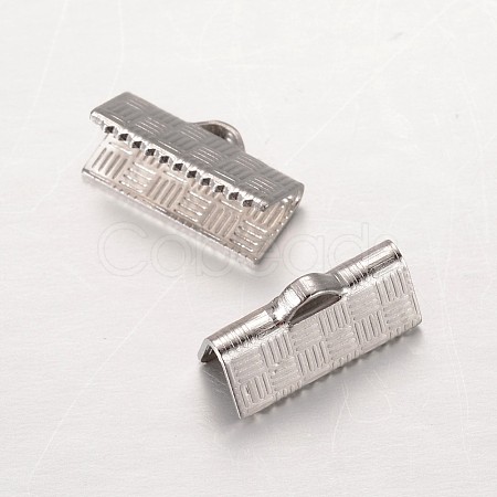 Tarnish Resistant 304 Stainless Steel Ribbon Crimp Ends STAS-G140-20P-1