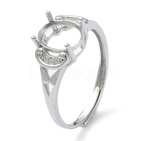 Adjustable 925 Sterling Silver 4 Prongs Ring Settings STER-K179-07P-1