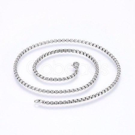 Non-Tarnish 304 Stainless Steel Box Chain Necklaces NJEW-F227-09P-03-1