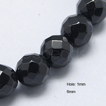 Natural Black Spinel Beads Strands G-G213-6mm-36-1