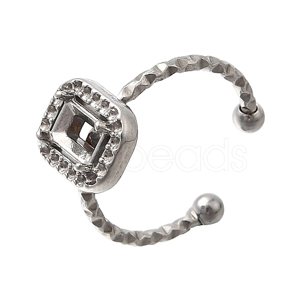 Square 304 Stainless Steel Adjustable Cuff Ring Components STAS-H237-02D-P-1