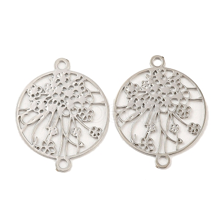 Rack Plating Brass Hollow Out Flower Connector Charms KKC-D001-21P-1
