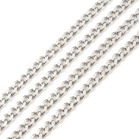 Anti-Tarnish Rhodium Plated 925 Sterling Silver Faceted Curb Chains STER-F052-06P-1