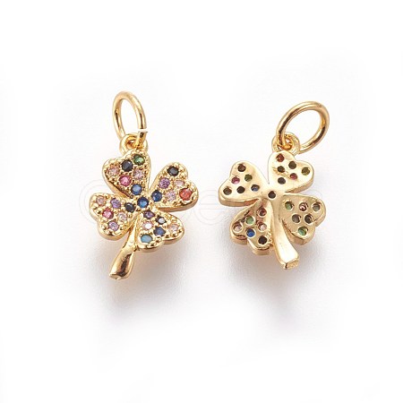 Brass Micro Pave Cubic Zirconia Charms ZIRC-E161-24G-1