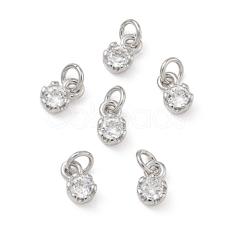 Brass Micro Pave Clear Cubic Zirconia Charms KK-D289-48A-P-1