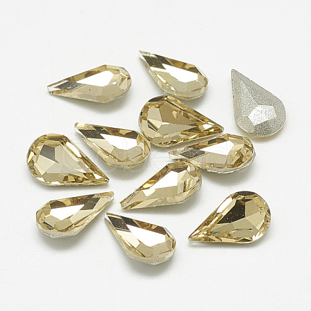 Pointed Back Glass Rhinestone Cabochons RGLA-T082-6x10mm-04-1