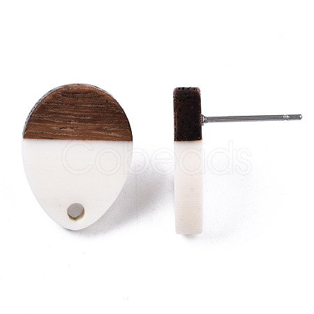 Resin & Walnut Wood Stud Earring Findings MAK-N032-006A-H01-1