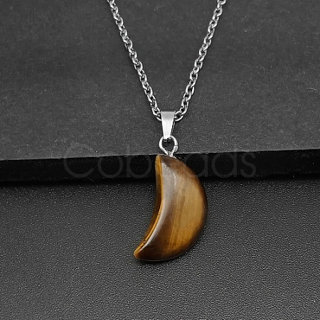 Moon Natural Tiger Eye Pendant Necklaces AK5365-2-1