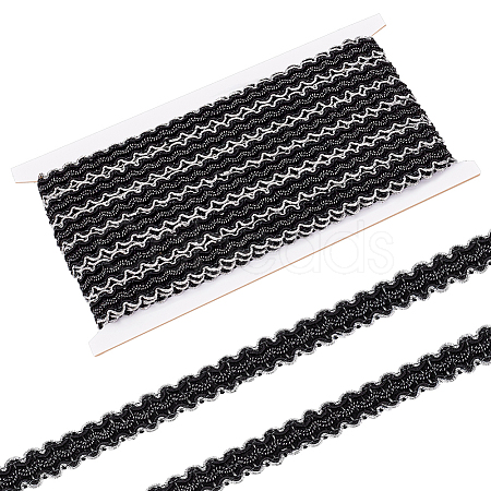 12M Polyester Glitter Wavy Fringe Trim Ribbon OCOR-WH0003-031A-1