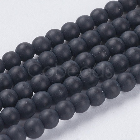 Synthetic Black Stone Beads Strands G-G508-6-1