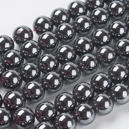 AAA Grade Black Non-Magnetic Synthetic Hematite Round  Beads Strands X-G-H1069-1-1