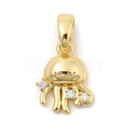 Rack Plating Leaf Brass Clear Cubic Zirconia Pendants KK-S407-13G-E-1
