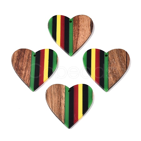 Jamaican Colour Epoxy Resin & Walnut Wood Pendants RESI-N039-122V-1
