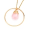 Teardrop Glass Beads Pendant Necklaces, with Golden Plated Brass Figaro Chains and Lobster Claw Clasps, Pink, 20 inch(50.7cm)