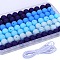 80Pcs 4 Style Round Silicone Focal Beads, Chewing Beads For Teethers, DIY Nursing Necklaces Making, with 2M Core Spun Elastic Cord, Mixed Color, 15mm, Hole: 2mm, 20pcs/style