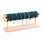 Velvet T Bar Bracelet Display Rack, Jewelry Organizer Holder with Woode Base, for Bracelets Watch Storage, Dark Green, 29x7x12.5cm