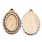 Wooden Pendant Cabochon Settings, Pendant Base, Oval, Bisque, Tray: 30x20mm, 48.5x32x5mm, Hole: 3mm