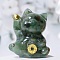 Resin Craft Display Decorations, with Natural Green Aventurine Chip, Lucky Cat Figurine, for Home Feng Shui Ornament, 63x55x45mm