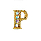 Alloy Gold Rhinetone Letters Nail Stud Cabochons, 3D Capital Alphabet, for Women Girls DIY Making Nail Art Design, Letter.P, 8x5.5x2mm