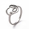 Non-Tarnish 201 Stainless Steel Heart with Word Love You Finger Ring, Hollow Wide Ring for Women, Stainless Steel Color, US Size 6 1/2(16.9mm)