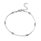 Tarnish Resistant 304 Stainless Steel Box Chain Anklets, with Round Beads and Lobster Claw Clasps, Stainless Steel Color, 9-7/8 inch(25cm), 1.5mm