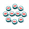 Handmade Polymer Clay Beads, Flat Round with Mouth, Dark Cyan, 9.5~10x4~4.5mm, Hole: 1.6mm