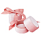 Round Velvet Ring Boxes, Finger Ring Gift Case with Ribbon, for Wedding, Engagement, Pink, 5.4x5.9cm, Inner Diameter: 4.85x2.4cm