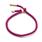 Cotton Cord Bracelets, with Brass Finding, Long-Lasting Plated, Real 24K Gold Plated, Medium Violet Red, 8-1/2 inch(21.5cm)~9 inch(23cm)