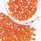 Grade A Glass Seed Beads, Hexagon(Two Cut), Transparent Colours Lustered, Dark Orange, 1.5~2.5x1.5~2mm, Hole: 0.8mm, about 2100pcs/bag, 450g/bag