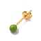 Enamel Round Ball Stud Earrings, Golden 925 Sterling Silver Jewelry for Women, Yellow Green, 14.5x3mm, Pin: 0.8mm