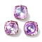 Glass Rhinestone Cabochons, Point Back & Back Plated, Faceted, Square, Light Rose, 10x10x5mm