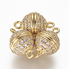 Brass Micro Pave Cubic Zirconia Magnetic Clasps with Loops ZIRC-L082-B-01-G-1
