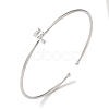 Rack Plating Brass Micro Pave Clear Cubic Zirconia Letter Open Cuff Bangles BJEW-A018-01P-F-1