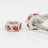 Hexagon Platinum Tone Alloy Rhinestone European Beads CPDL-M014-01-2