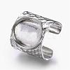 Cuff Brass Pad Finger Ring Settings KK-E703-01P-1