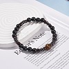 Natural Tiger Eye & Coconut & Wood Beaded Stretch Bracelet BJEW-JB08267-2