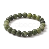 Natural Chinese Jade Round Beaded Stretch Bracelets for Women BJEW-TA00282-2